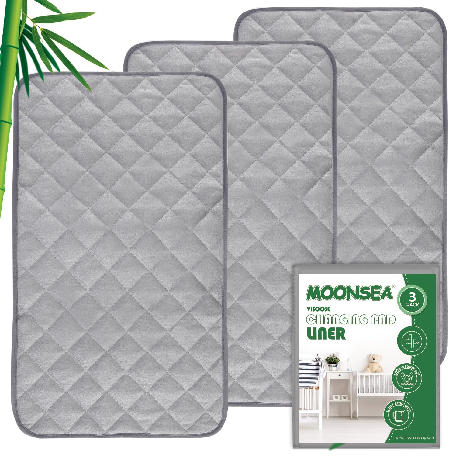 Moonsea diaper changing pad liner top view with non-slip grip for stable changes