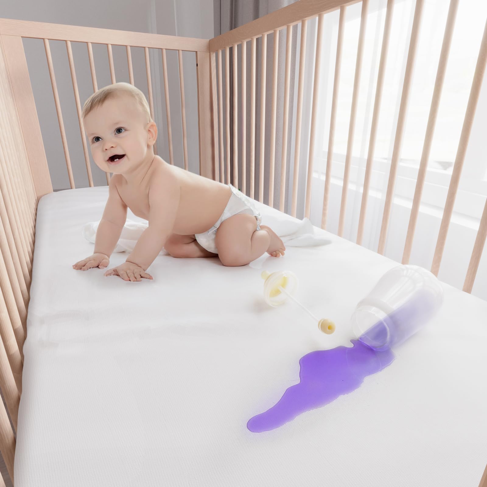 Moonsea durable zipper and reinforced stitching on crib encasement