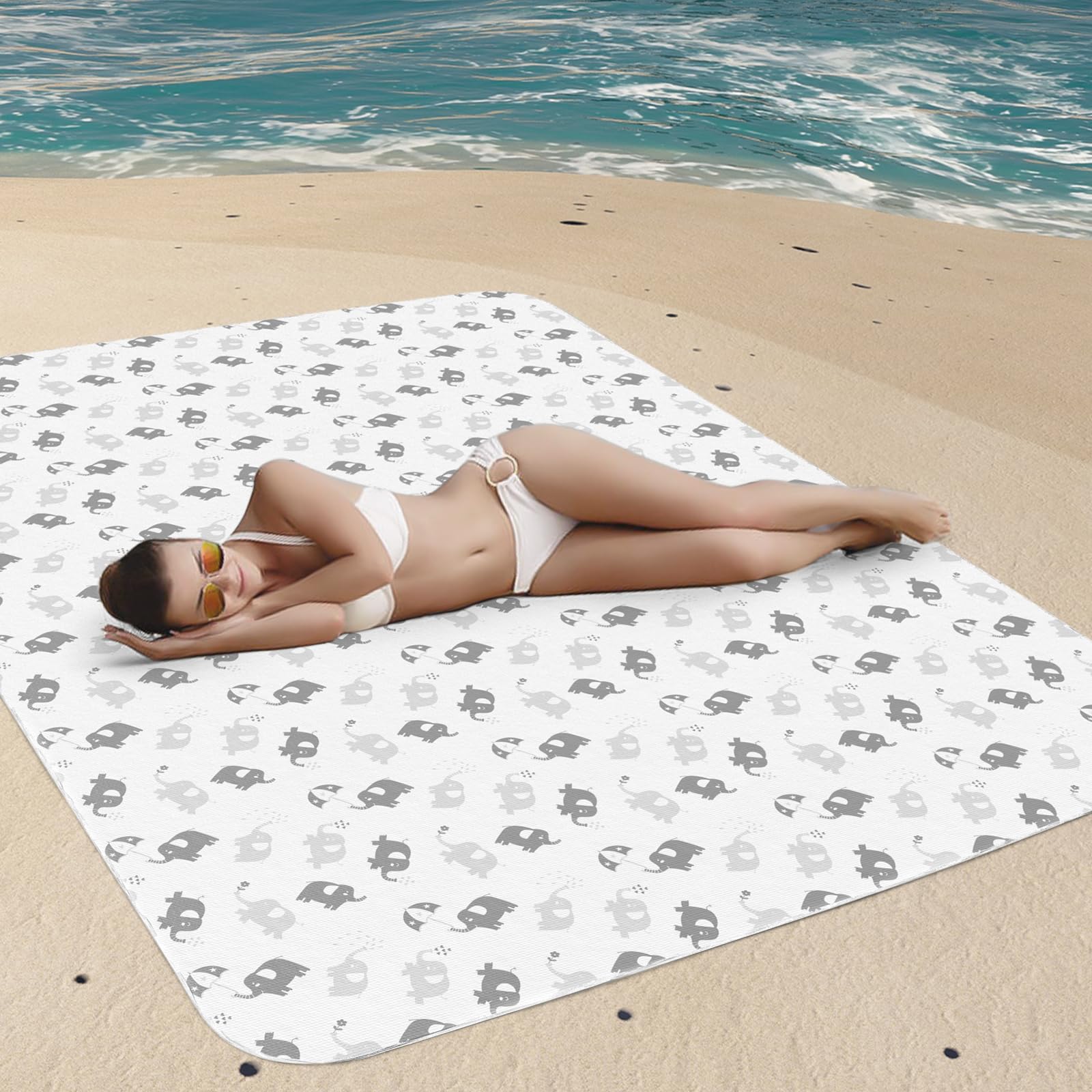 Moonsea elephant splat mat portable folded demonstrates easy transport for on-the-go messes.