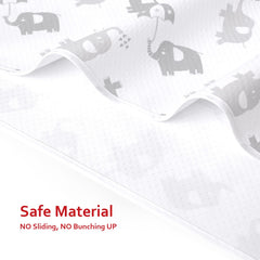 Moonsea elephant splat mat waterproof layer closeup demonstrates spillproof protection.