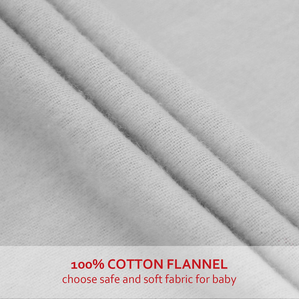 Moonsea flannel crib sheet grey fabric highlights warm, breathable material for naps.