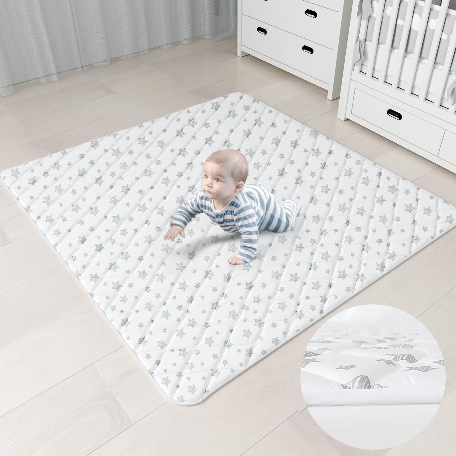 Moonsea-foldable-one-piece-mat eliminates puzzle pieces for quick setup.
