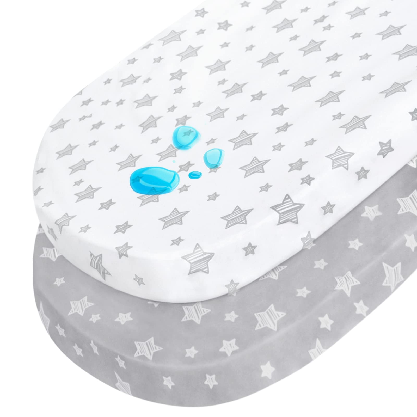 Moonsea Halo bassinet sheet 33x17 fit supports oval, rectangle, hourglass for flexible nursery use.