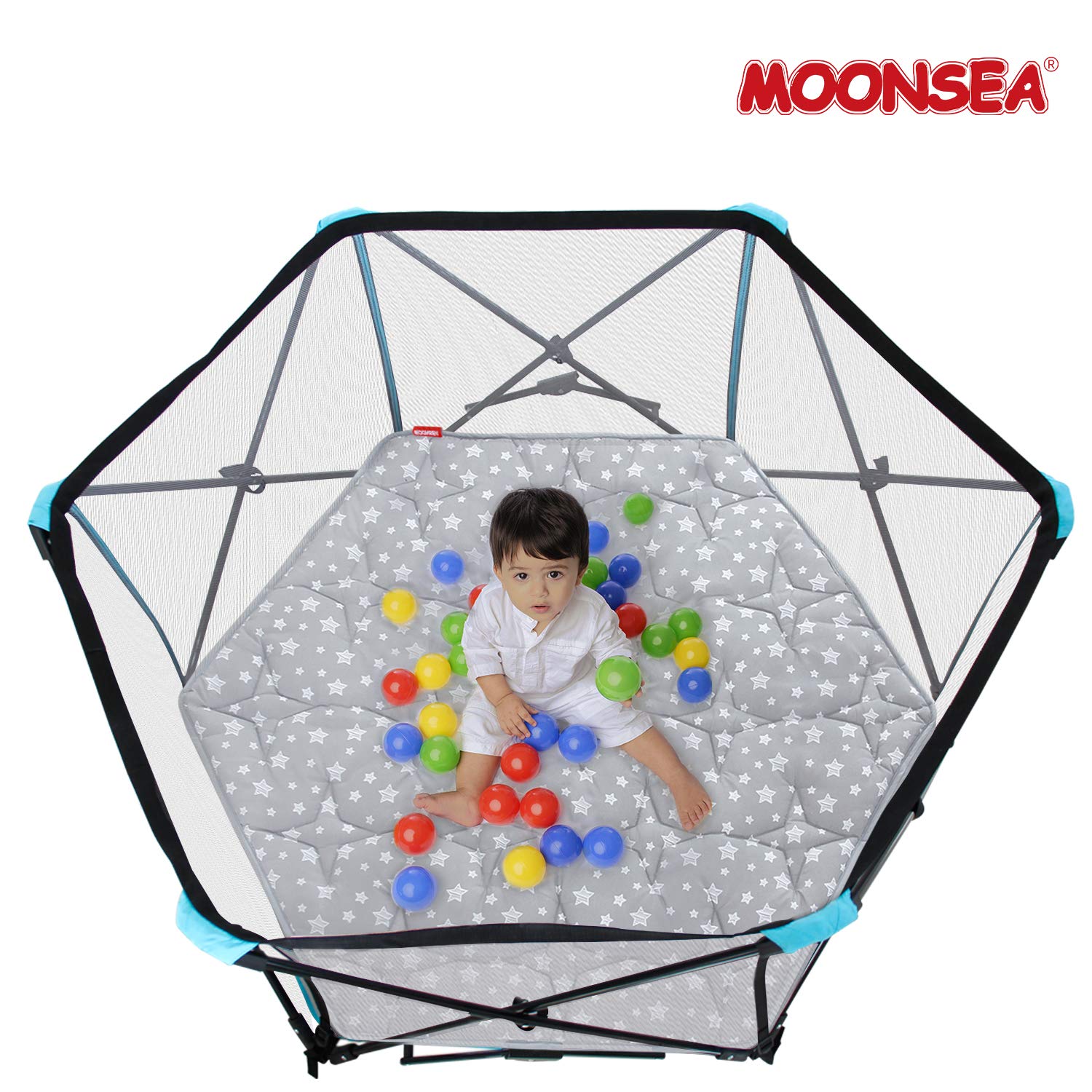 Moonsea hexagon playpen mat compatibility with Regalo and hiccapop, fits popular playards securely