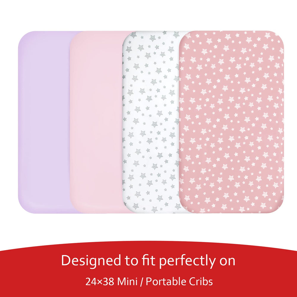 Moonsea mini crib sheets elastic edge detail demonstrates safe wrapping around mattress for a secure fit.