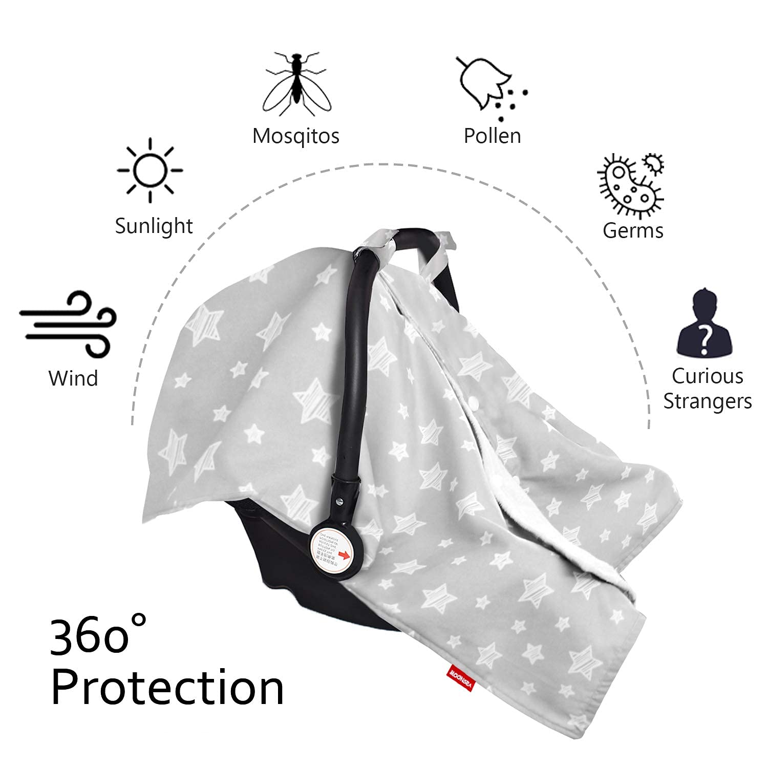 Moonsea car seat cover close-up shows soft Minky lining