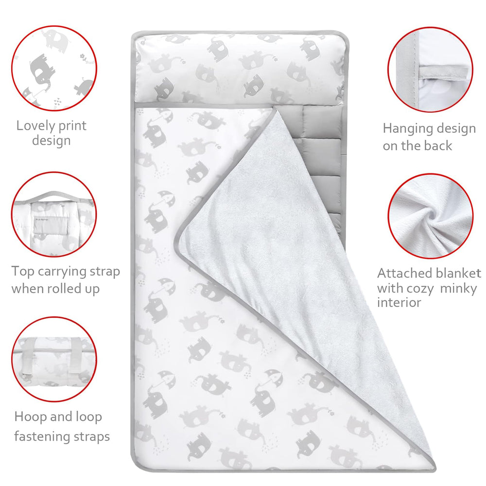 Moonsea nap mat carry-handle simplifies carrying to daycare and travel naps