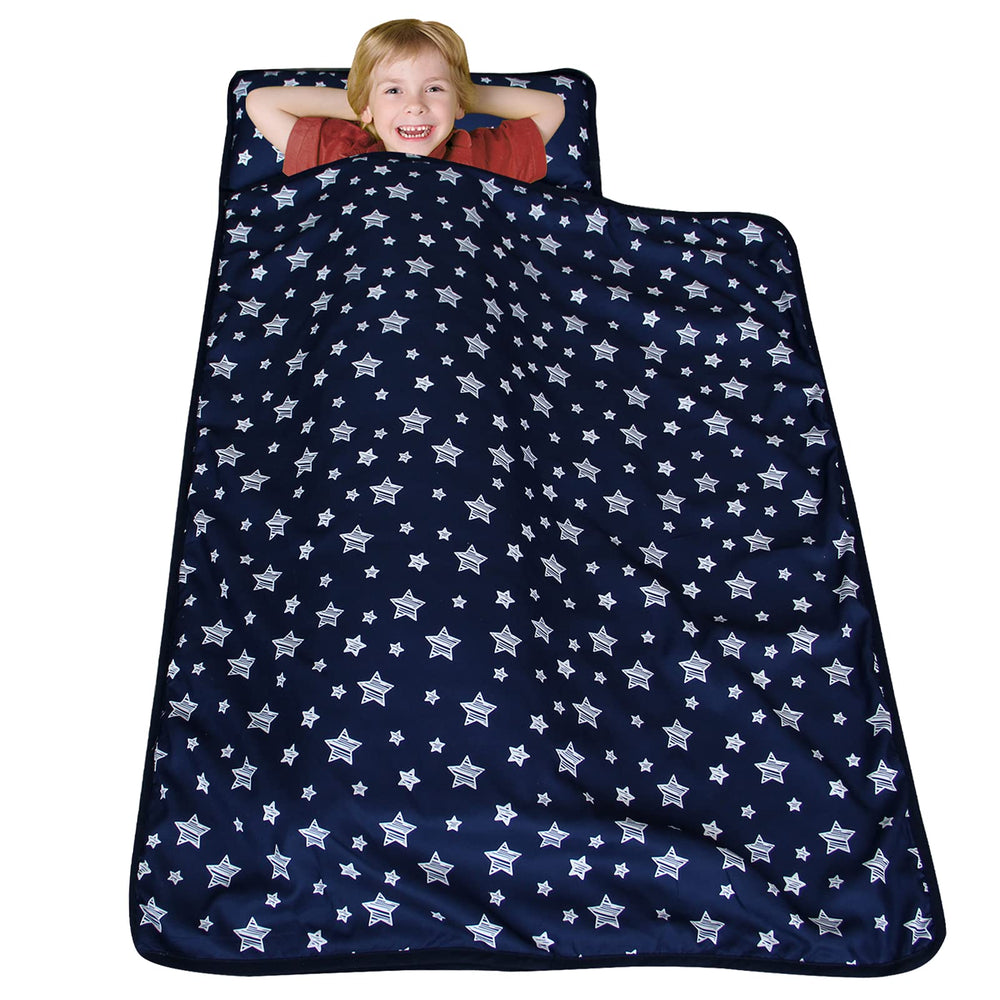 Moonsea Nap Mat fits standard cot for preschool and travel.