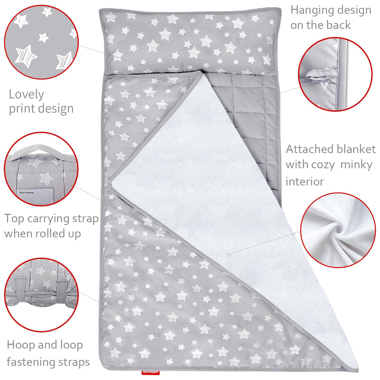 Moonsea nap mat grey blanket fleece for cozy nap-time warmth