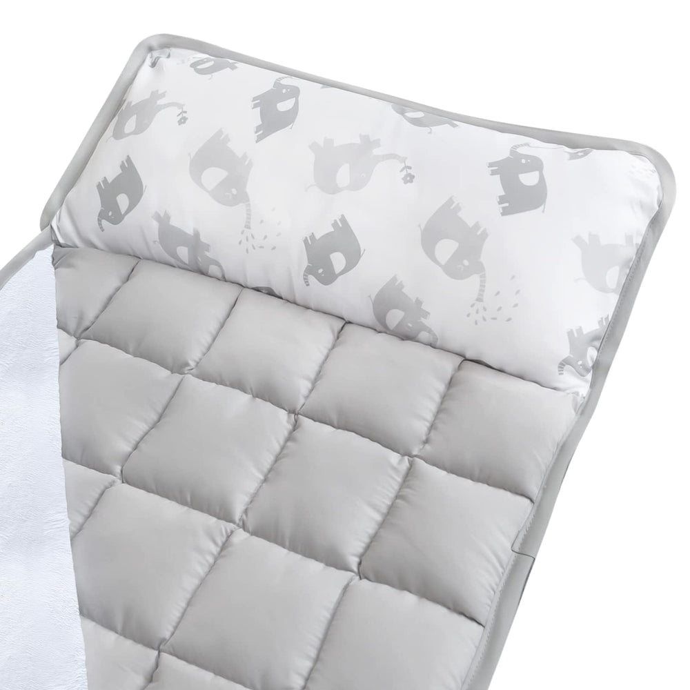 Moonsea nap mat rollup-strap demonstrates easy transport for on-the-go naps
