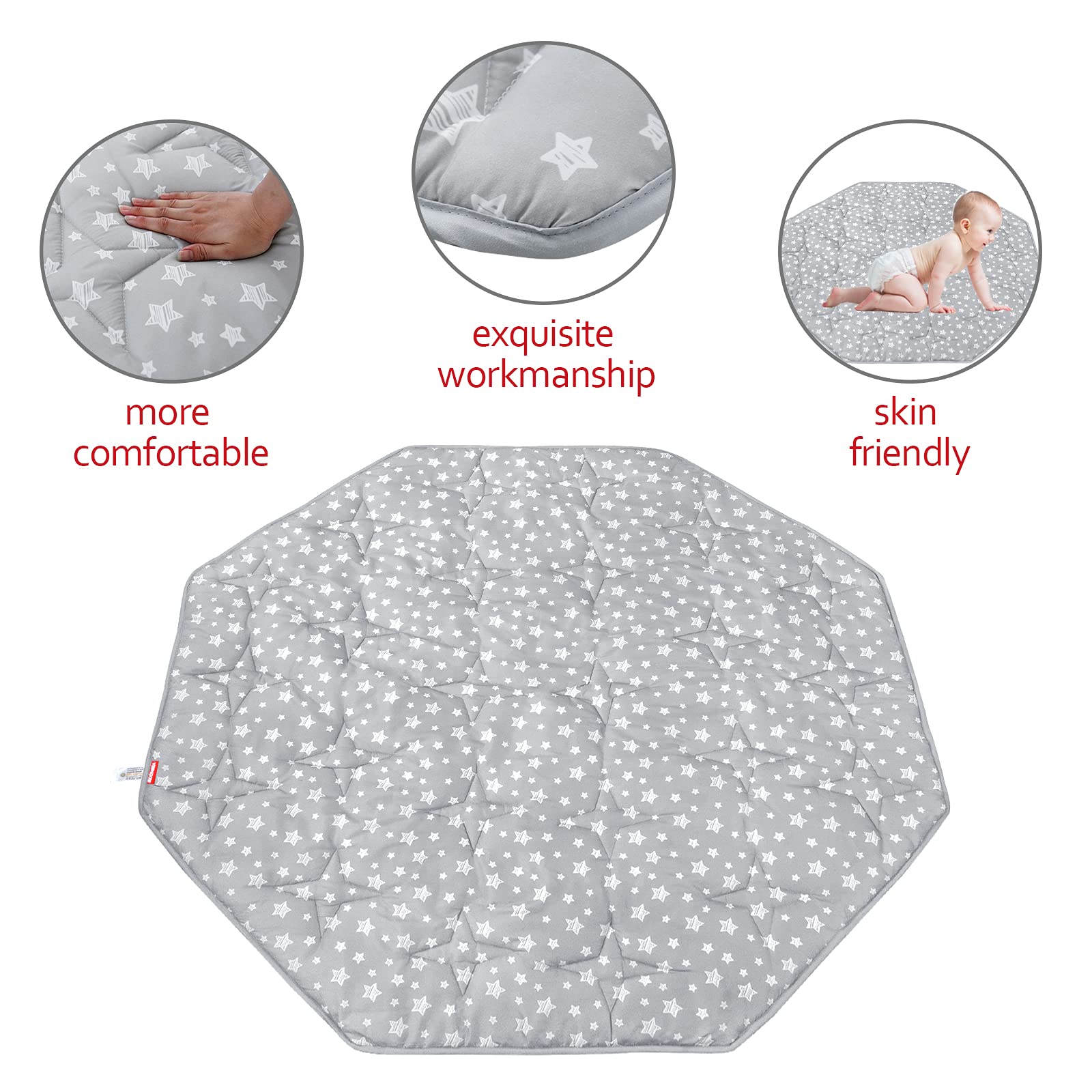 Moonsea octagon playpen mat grey star compatible with Regalo and hiccapop eight panel yards
