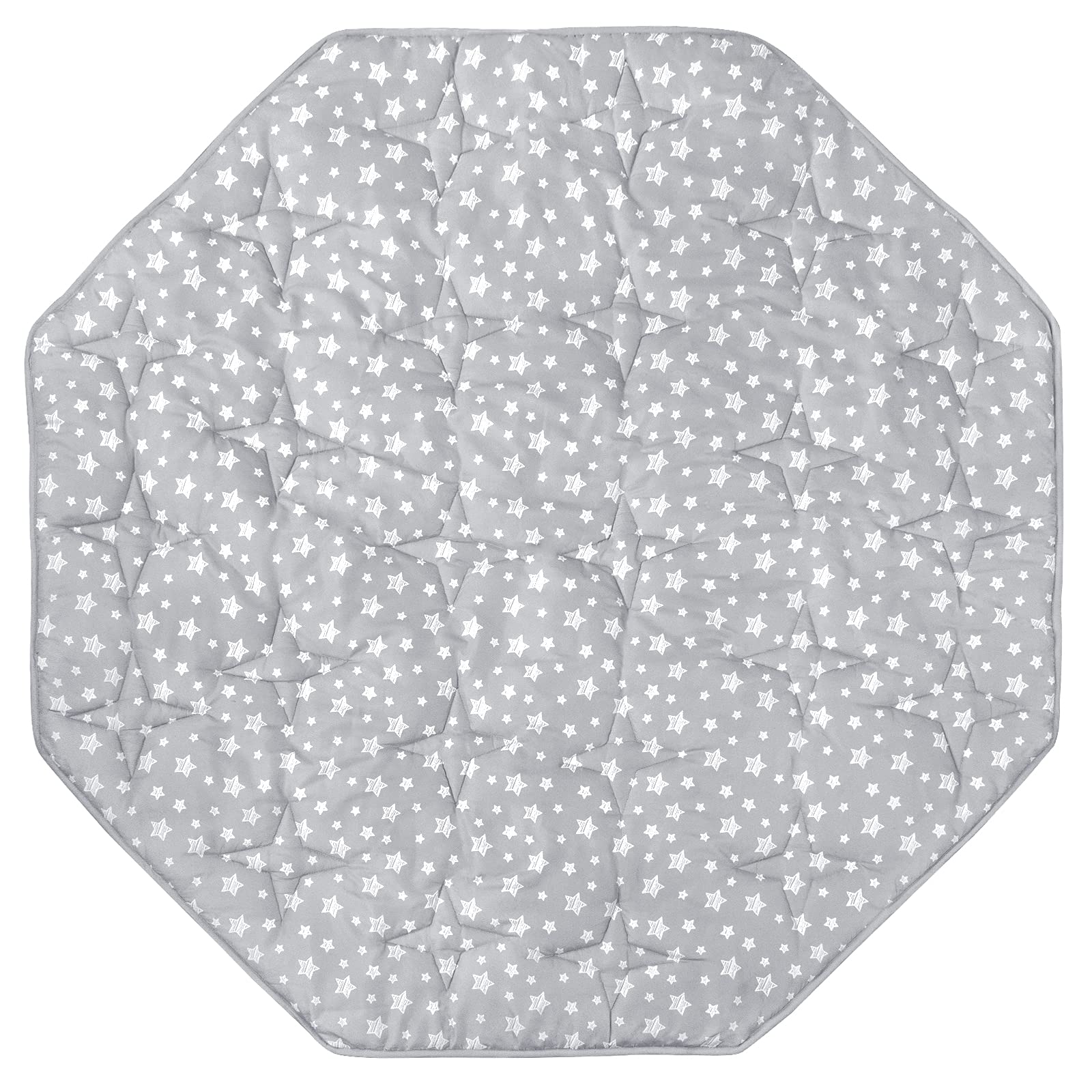 Moonsea octagon playpen mat grey star fabric closeup for soft baby crawl comfort