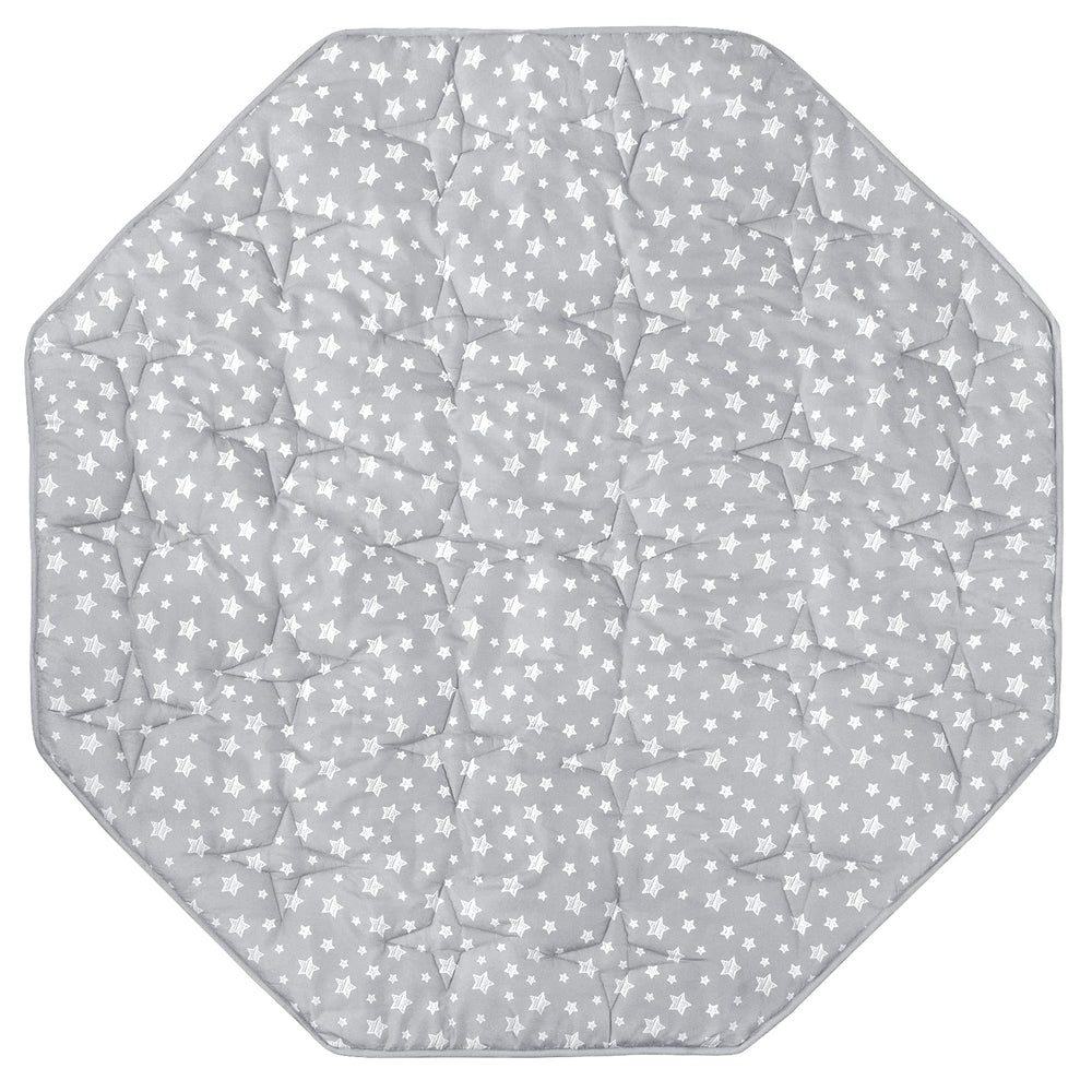 Moonsea octagon playpen mat grey star fabric closeup for soft baby crawl comfort
