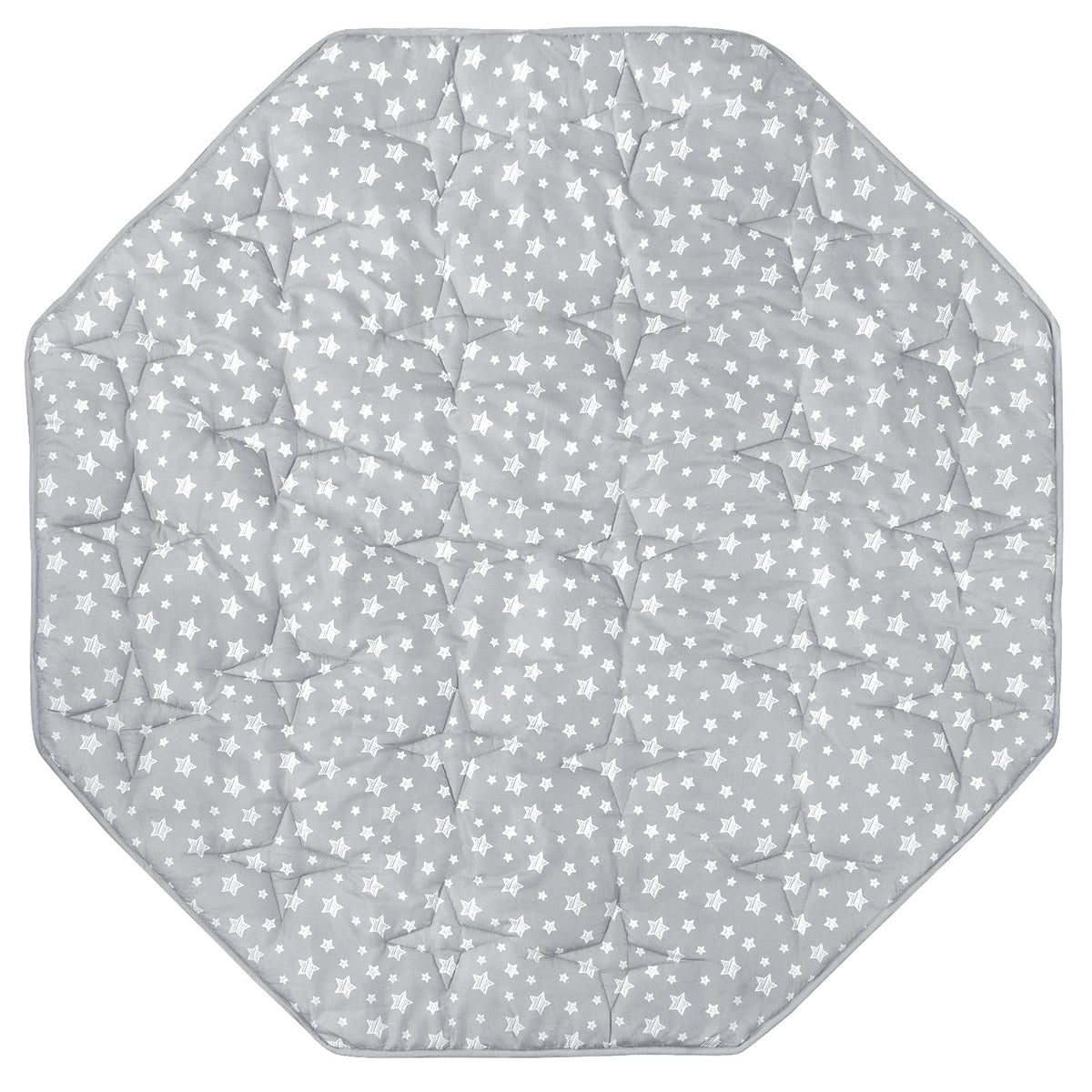 Moonsea octagon playpen mat grey star fabric closeup for soft baby crawl comfort