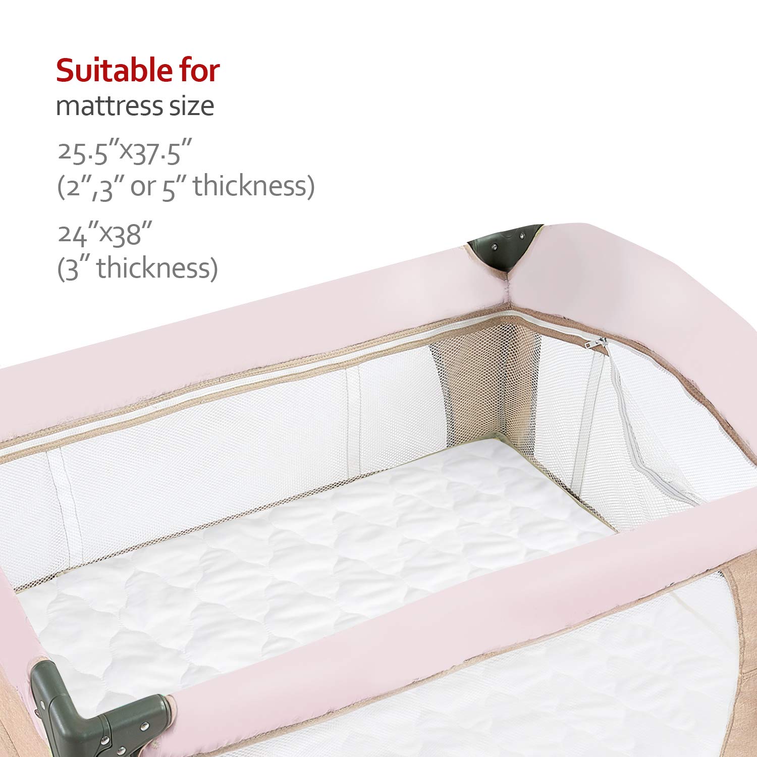 Moonsea Pack and Play pad machine-wash care enables easy cleaning after everyday use.