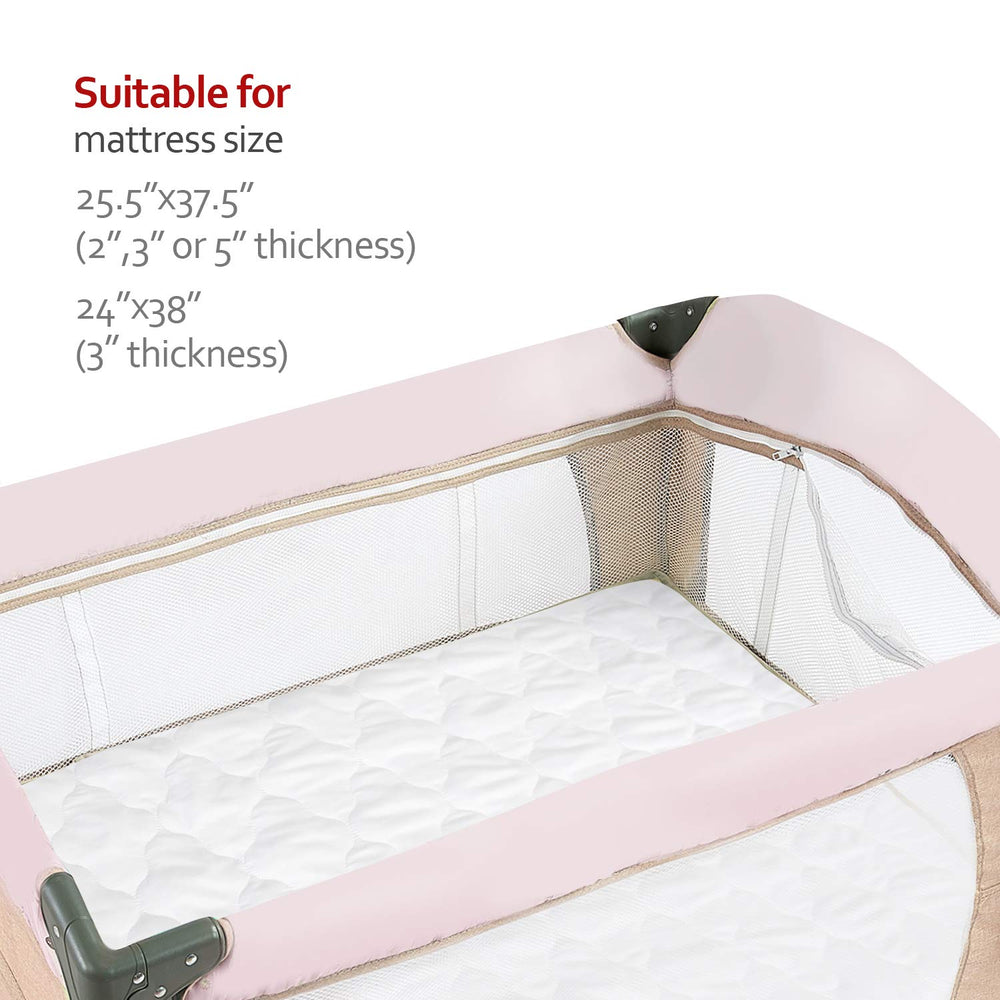 Moonsea Pack and Play pad machine-wash care enables easy cleaning after everyday use.