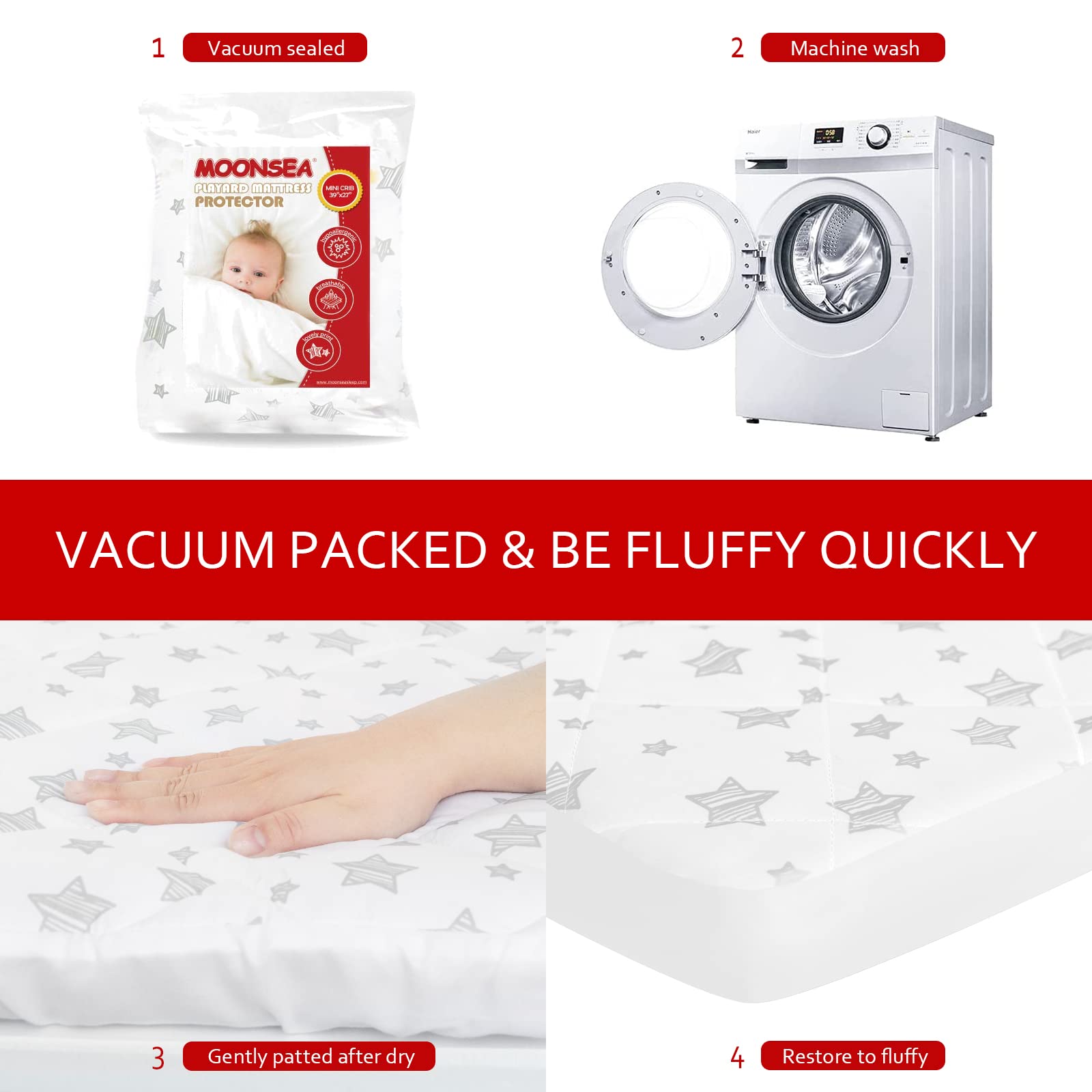 Moonsea noise-free bottom layer emphasizes quiet playtime and restful nights.