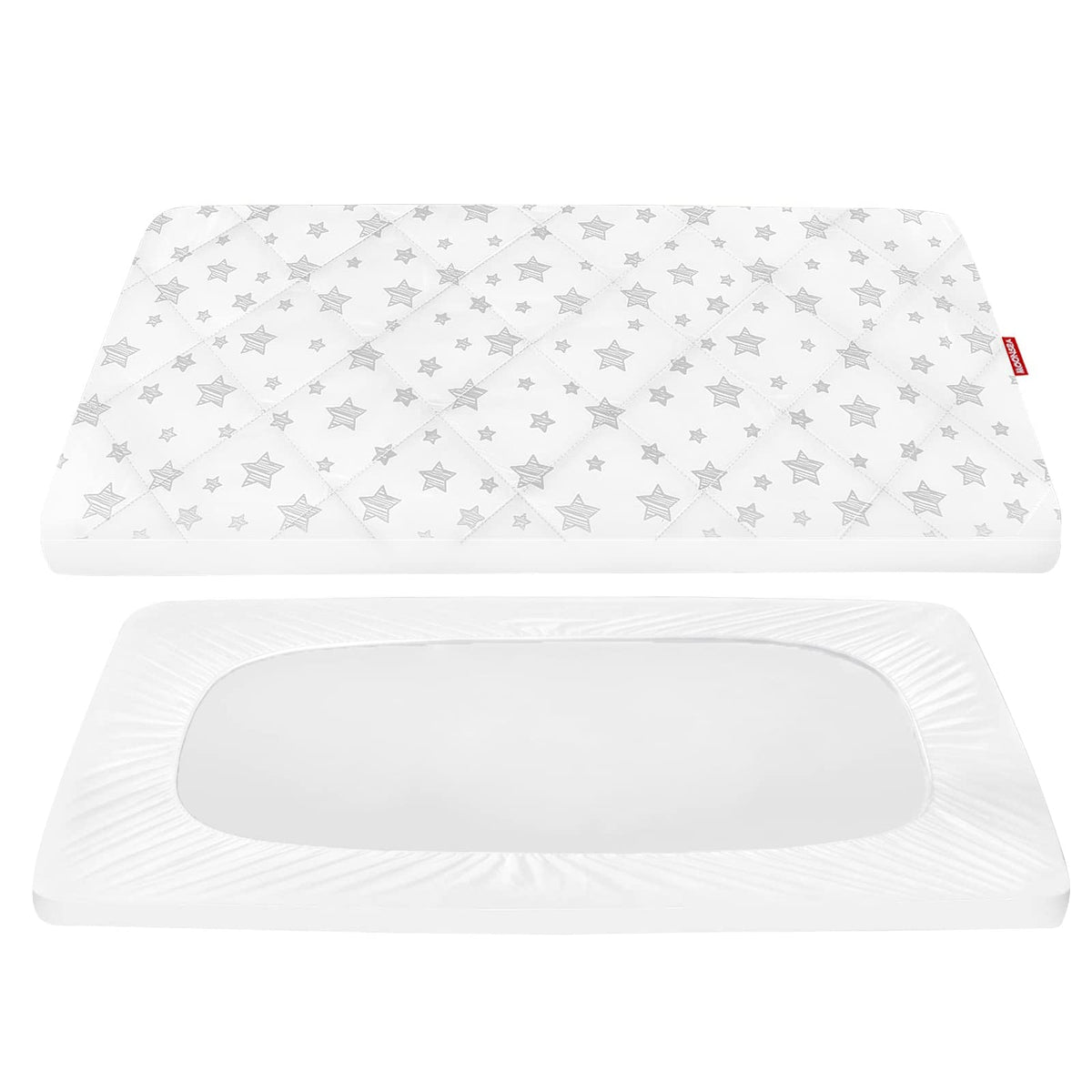 Moonsea Pack and Play Sheet quilted top view with soft fabric for gentle sleep.