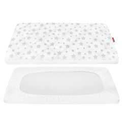 Moonsea Pack and Play Sheet quilted top view with soft fabric for gentle sleep.