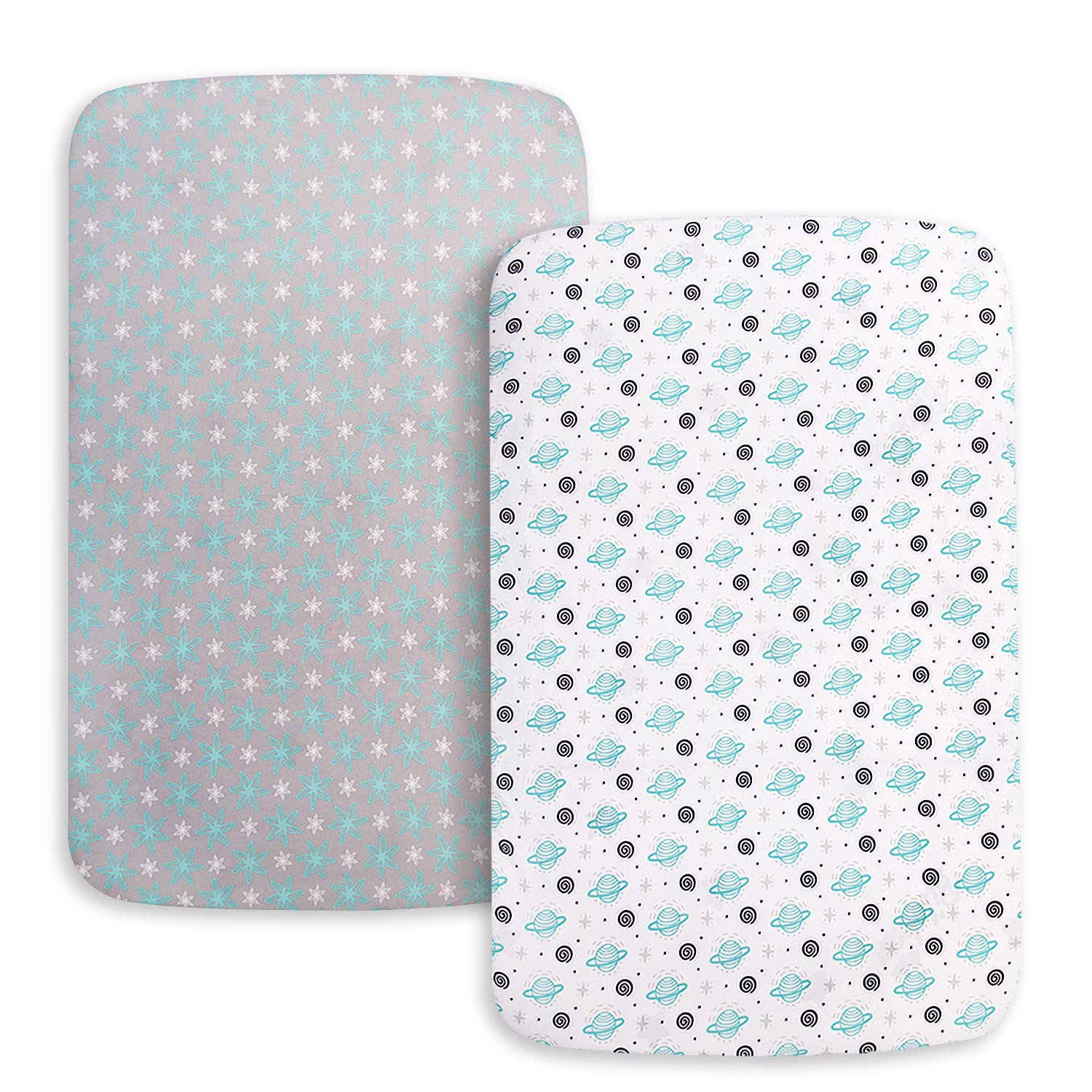 Moonsea Pack and Play Sheets two-pack folded for storage