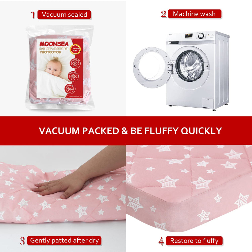 Moonsea sheet compatible with Graco Pack N Play and other mini cribs.
