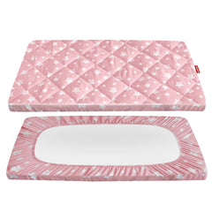 Moonsea pack n play sheet with star-pattern cover adds playful touch for cozy naps.
