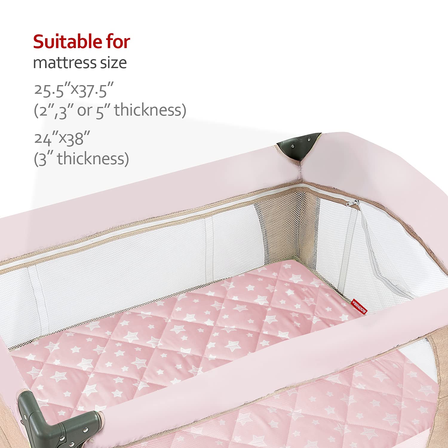 Moonsea sheet features tight elastic band for a durable, stable fit.