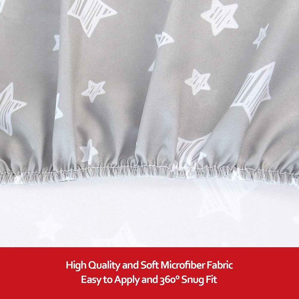 Moonsea pack n play sheet on standard mattress demonstrating easy fit