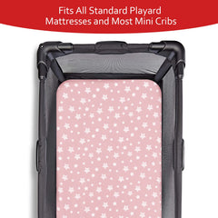 Moonsea pack-n-play-sheets-colorful-patterns brighten nursery and coordinate with decor.