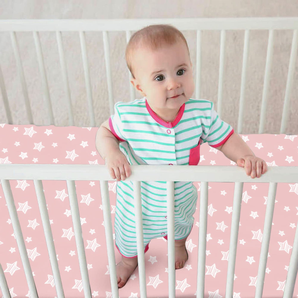 Moonsea pack-n-play-sheets-easy-care quick wash keeps nursery tidy.