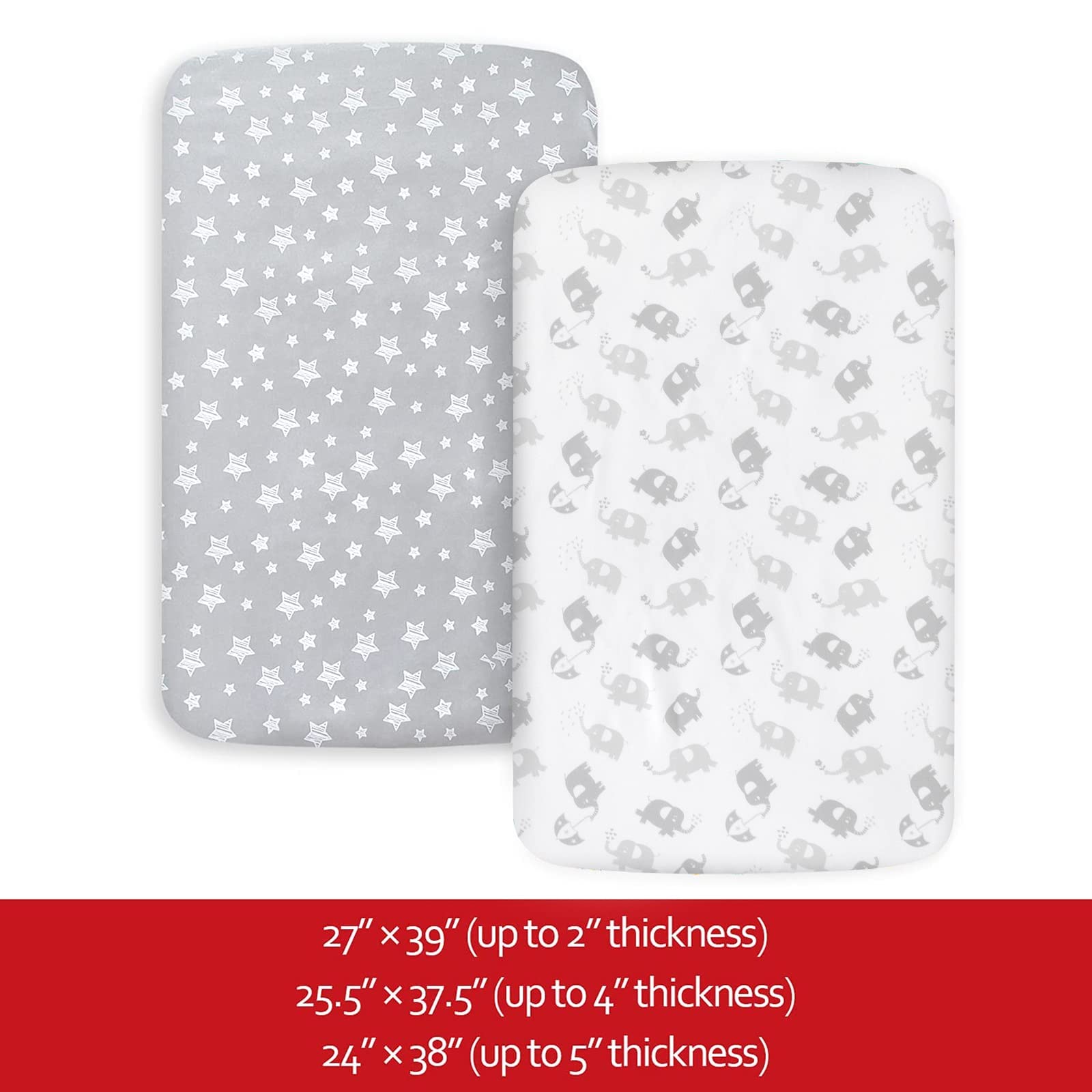 Moonsea pack n play sheets elastic-edge close-up highlights snug fit features.