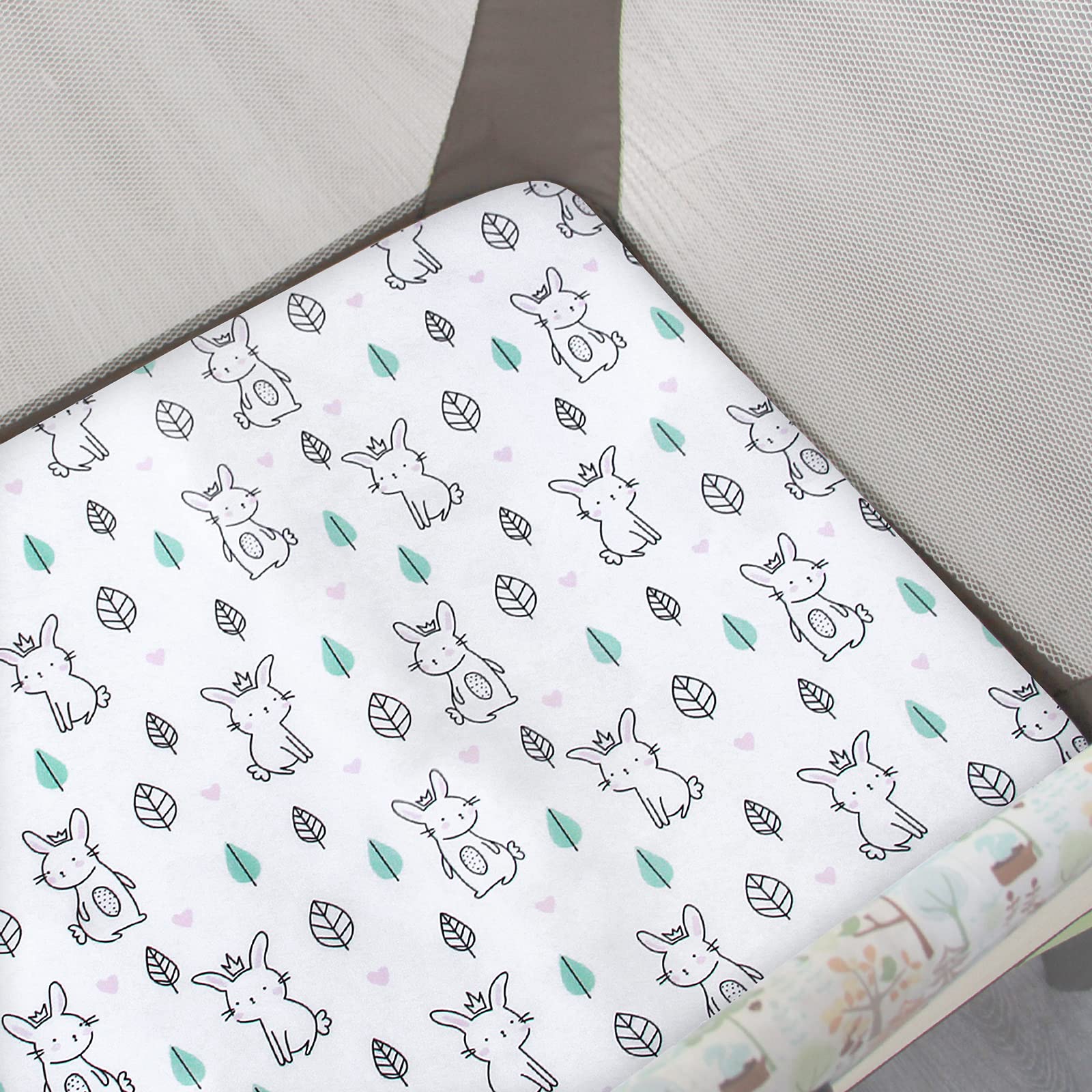 Moonsea sheet featuring elastic edge for a snug, secure fit on a playard