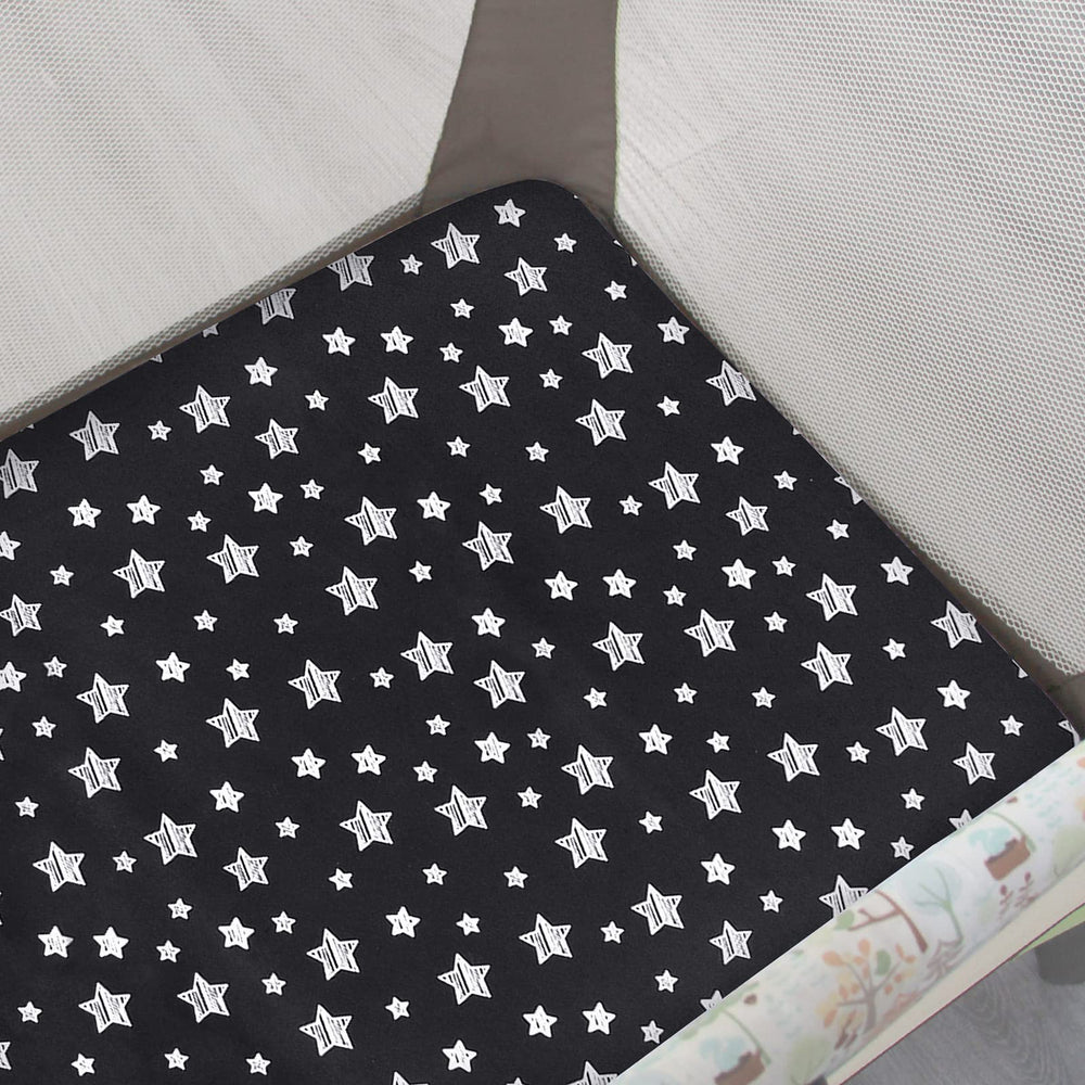 Moonsea Pack N Play Sheets close-up elastic edge keeps mattress snug.