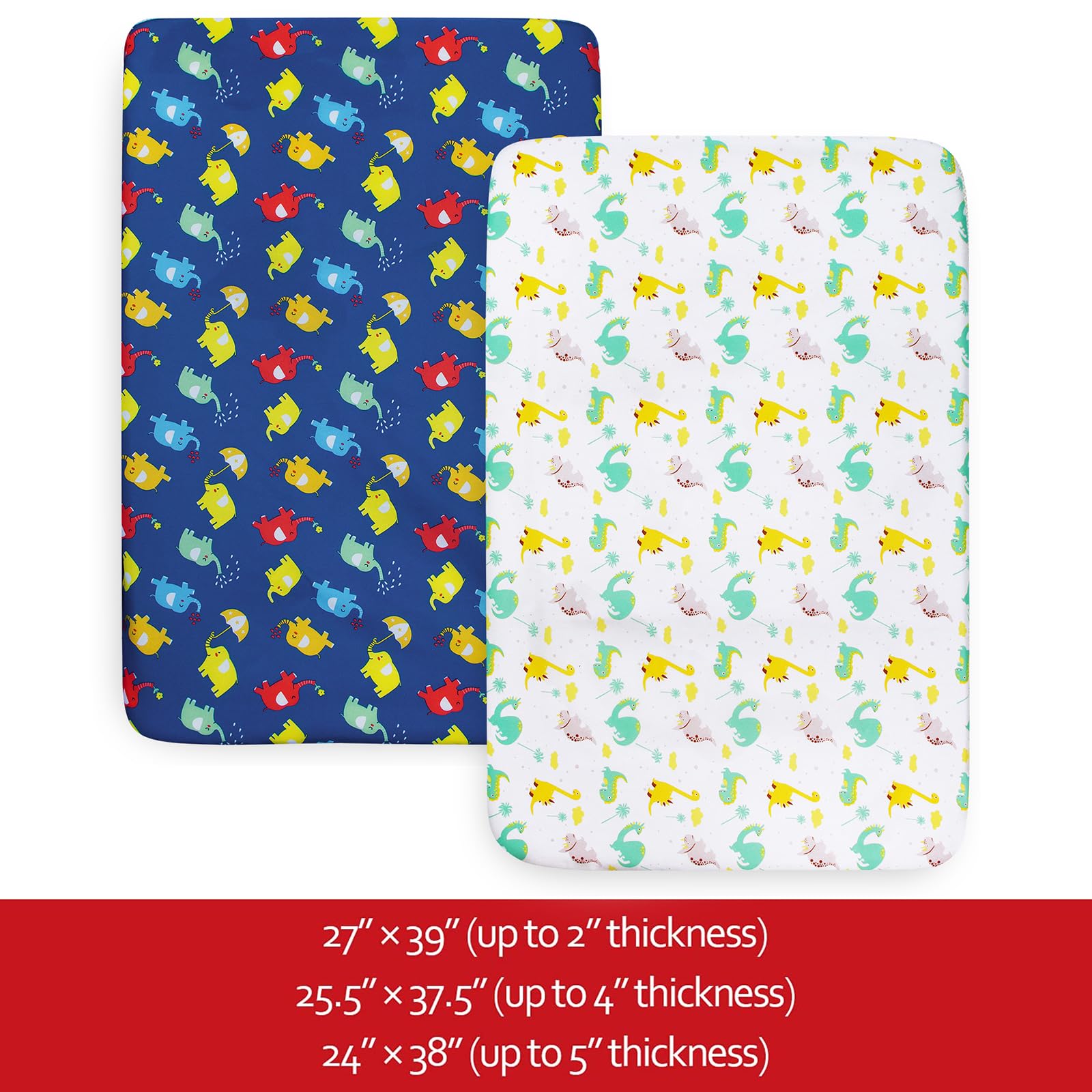 Moonsea Pack n Play sheets with elephant pattern offer soft color and quick-dry practicality.
