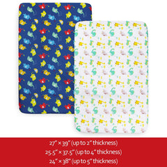 Moonsea Pack n Play sheets with elephant pattern offer soft color and quick-dry practicality.