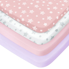 Moonsea pack n play sheets girl 4pack on standard playard mattress for cozy sleep.