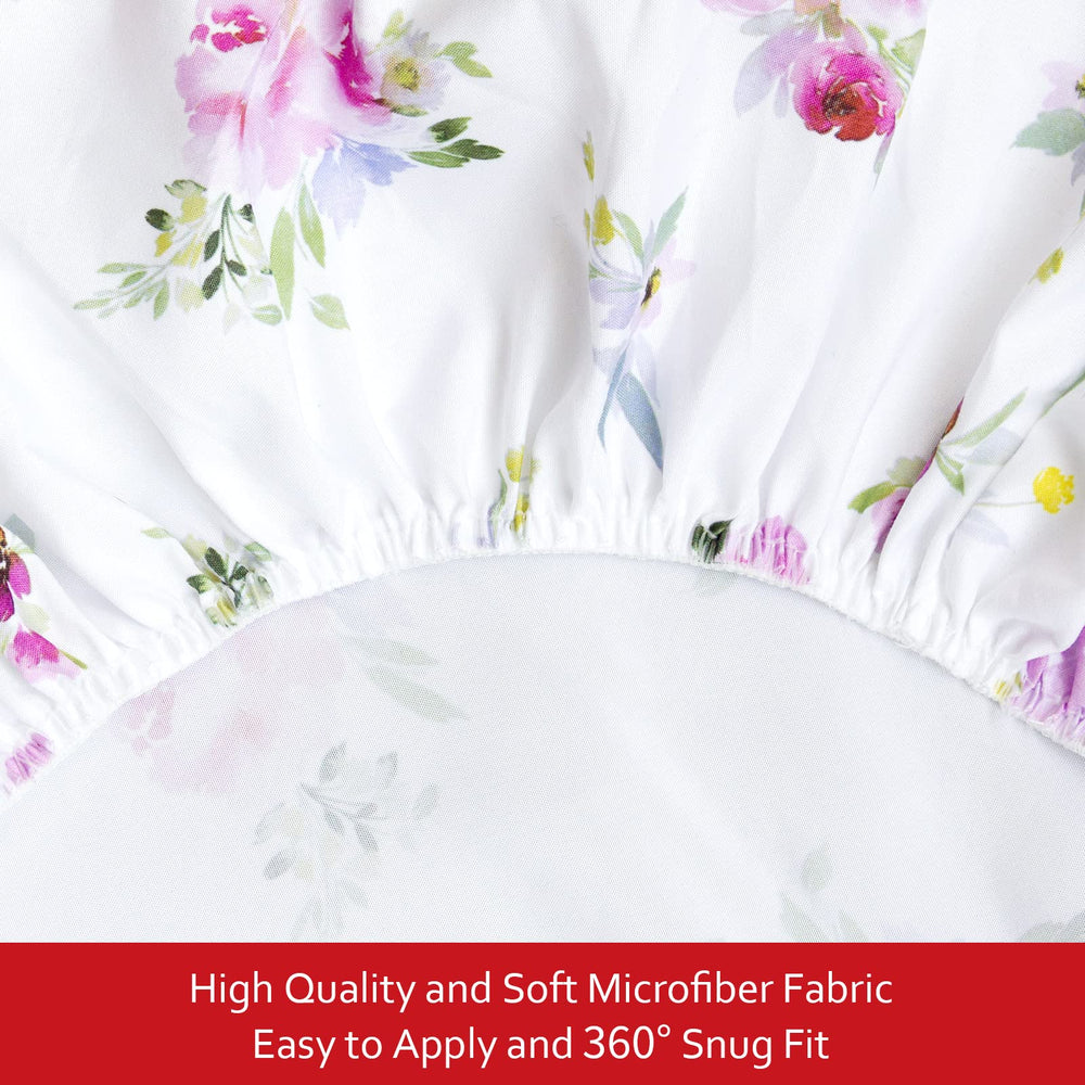 Moonsea Pack n Play Sheets Girl floral elastic edge ensures snug fit and easy changes