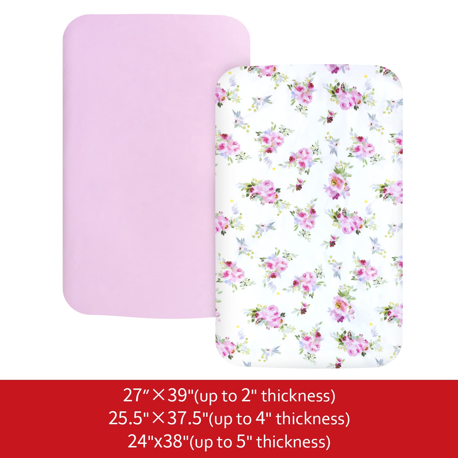 Moonsea Pack n Play Sheets Girl floral mattress-fit 39x27x5 for standard playard mattresses
