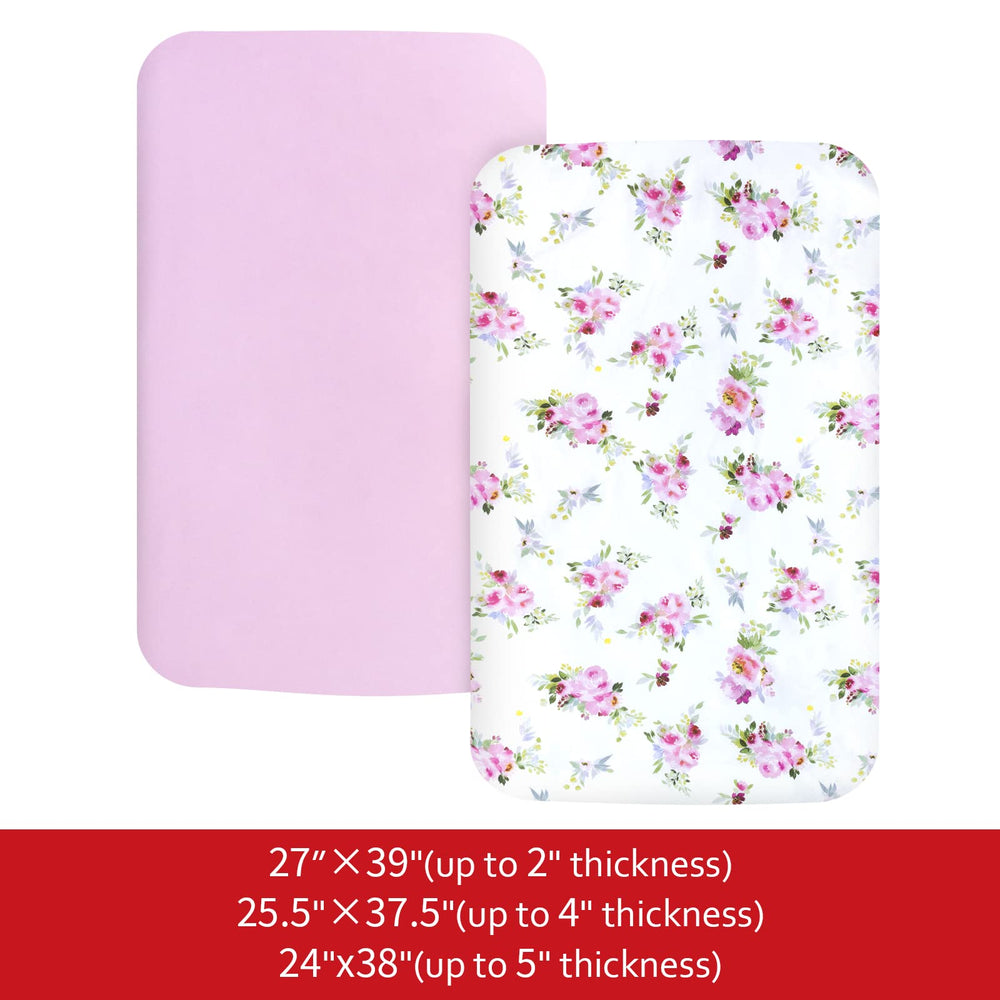 Moonsea Pack n Play Sheets Girl floral mattress-fit 39x27x5 for standard playard mattresses