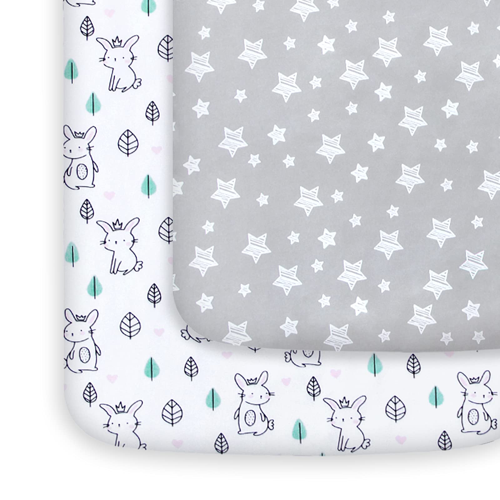 Moonsea pack-n-play sheets with stars and bunny pattern for a cozy sleep space
