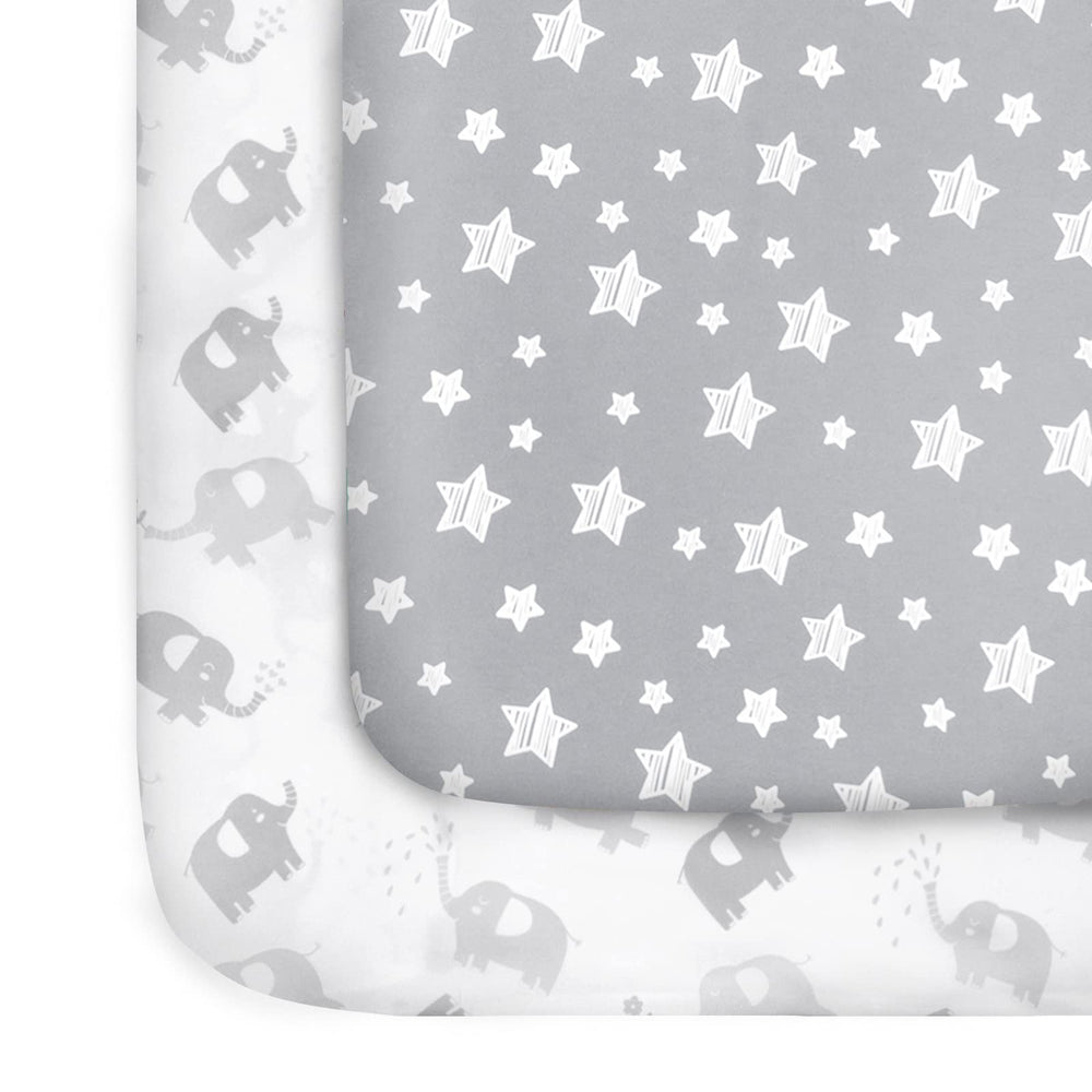 Moonsea pack n play sheets stars pattern for a soft, cozy sleep surface.