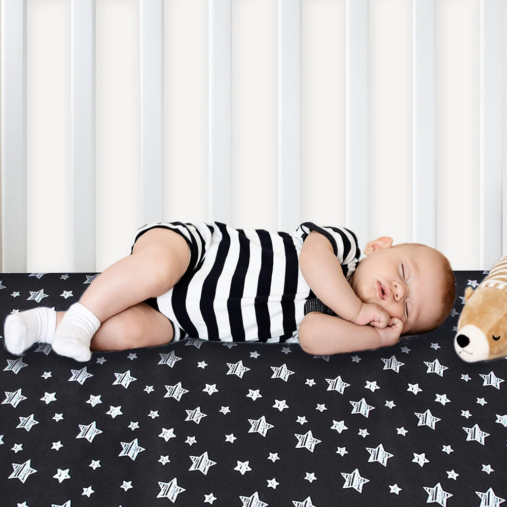 Moonsea Pack N Play Sheets care shot suggests machine washable convenience.