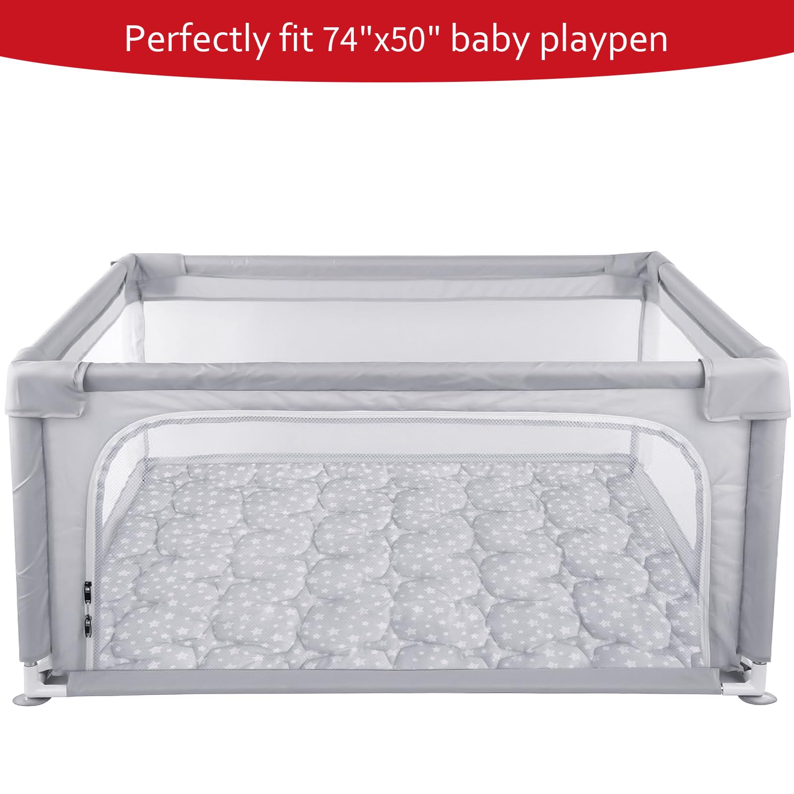 Moonsea play mat grey star pattern adds cozy background