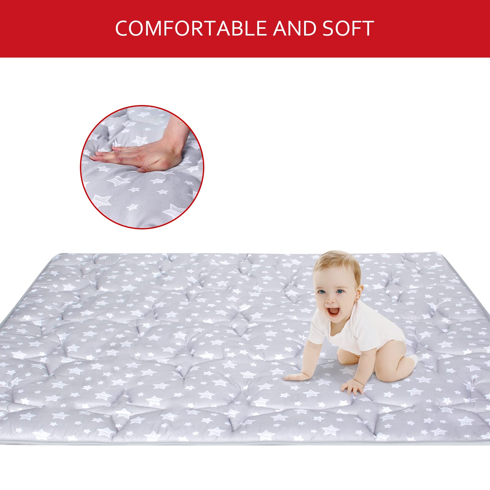 Moonsea playmat anti-slip back provides stable footing