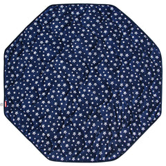 Moonsea playpen mat navy octagon closeup showing plush padding for comfy crawls