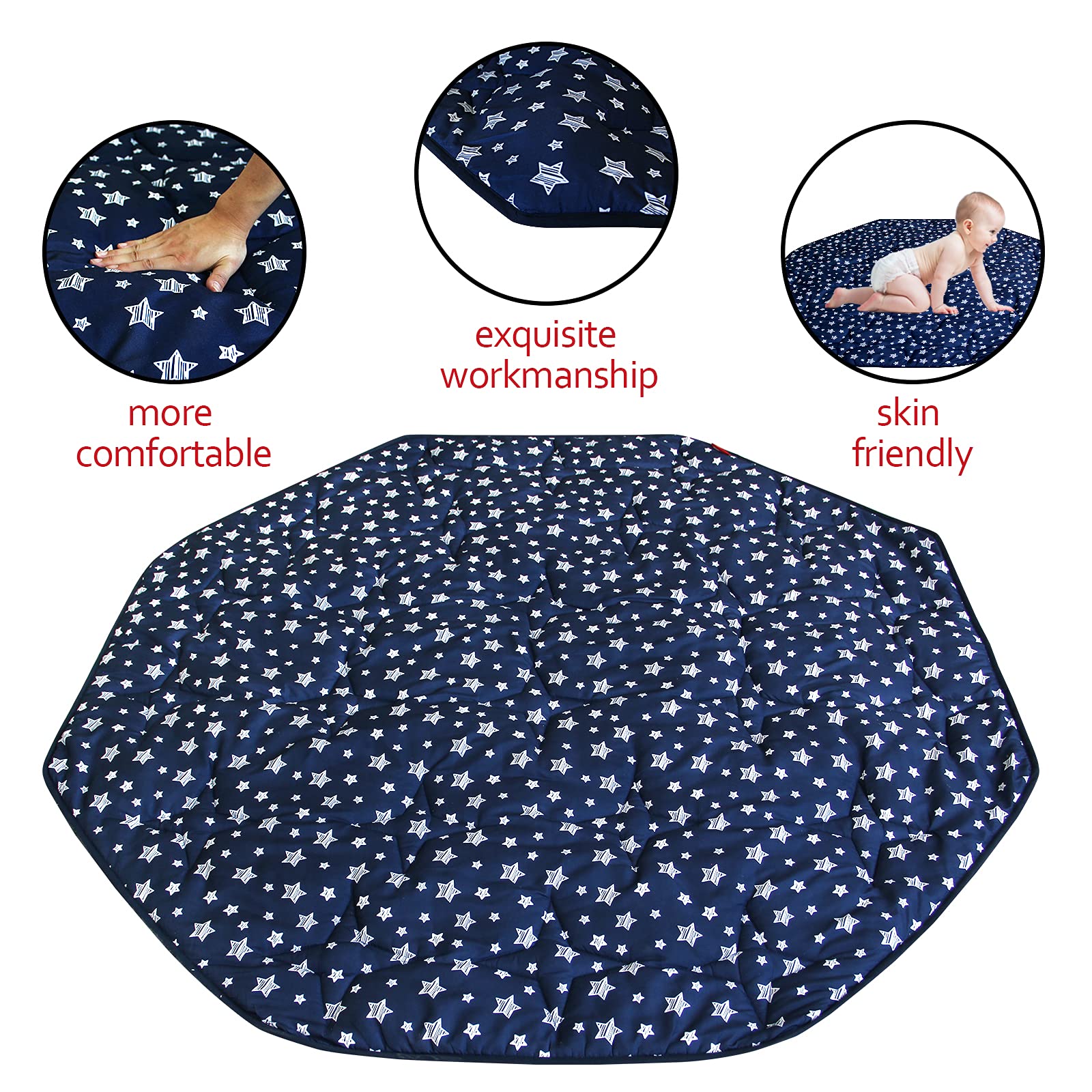 Moonsea playpen mat navy 61x61 inches provides ample crawling space