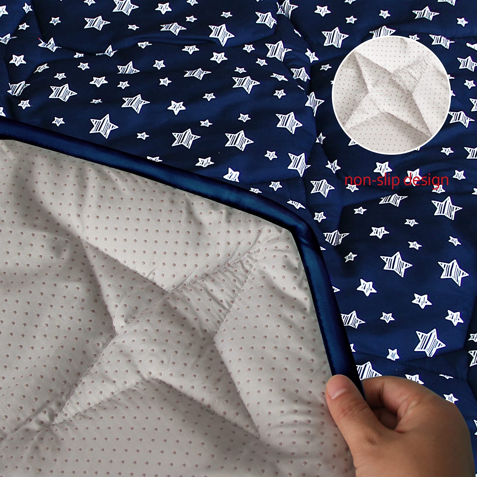 Moonsea playpen mat navy star pattern design adds playful style for playtime