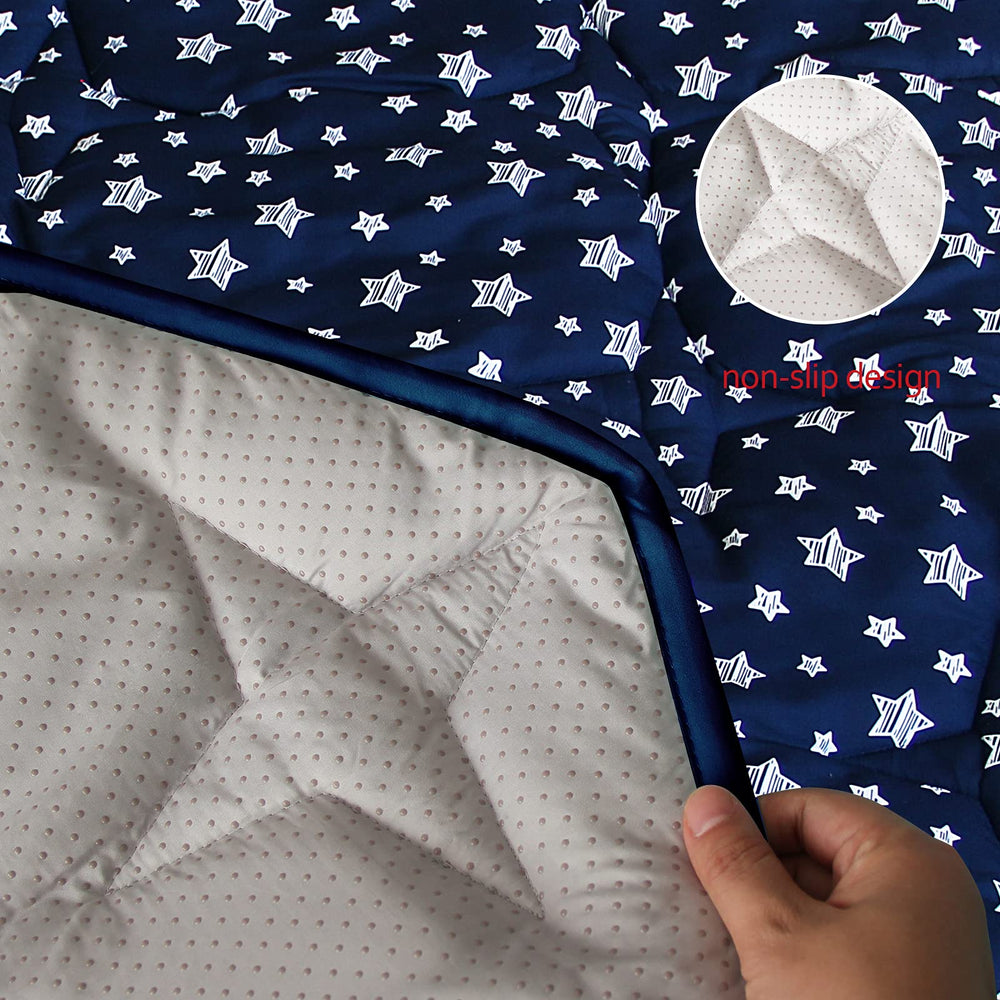 Moonsea playpen mat navy star pattern design adds playful style for playtime