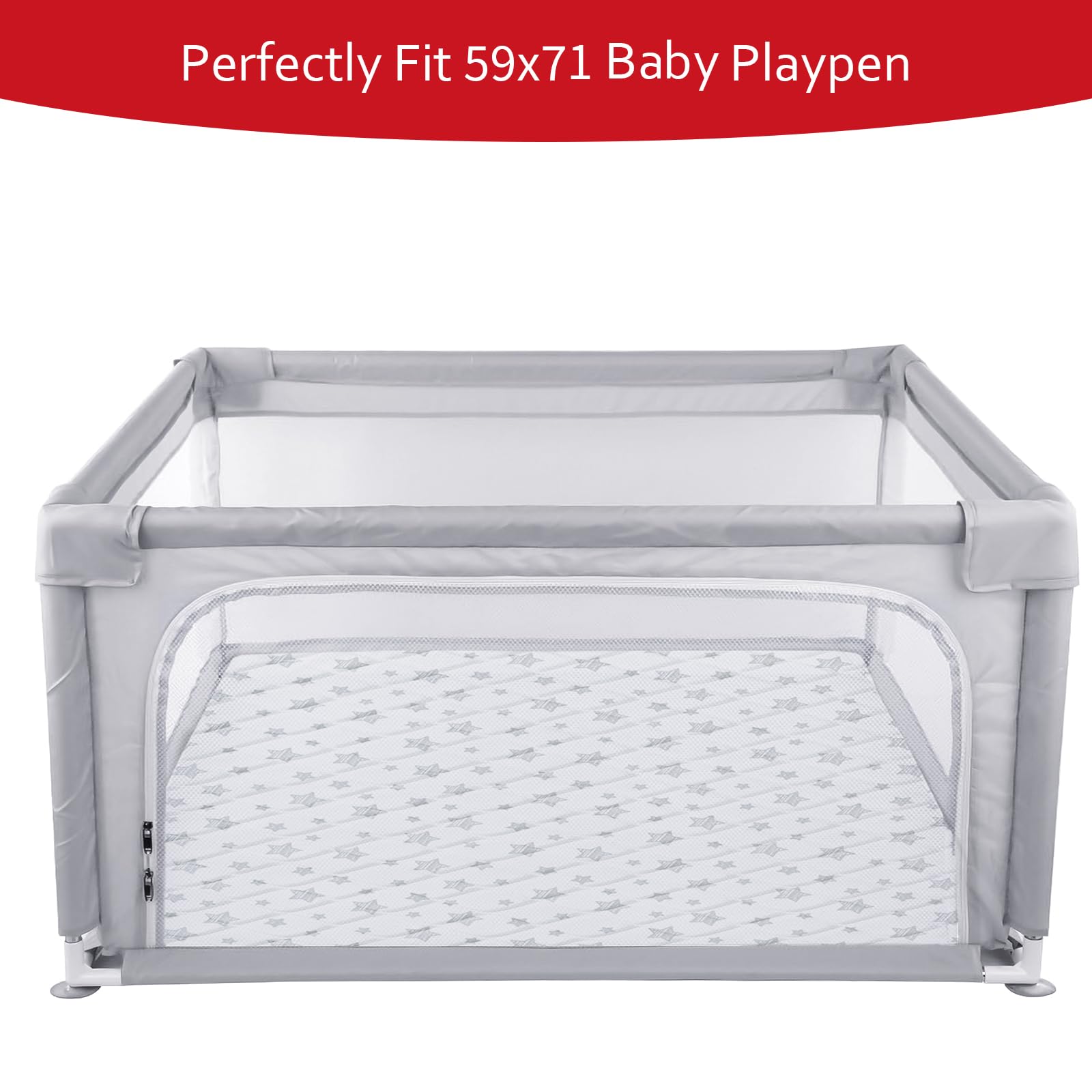 Moonsea premium foam baby play mat flat-71x59 ready for roomy floor play.