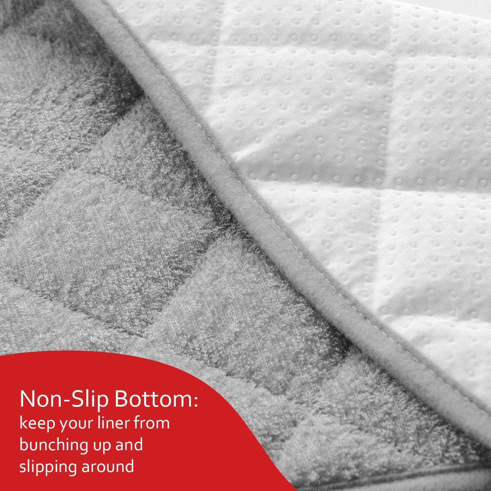 Moonsea quilted thicker changing pad liner non-slip bottom stays put on tables.